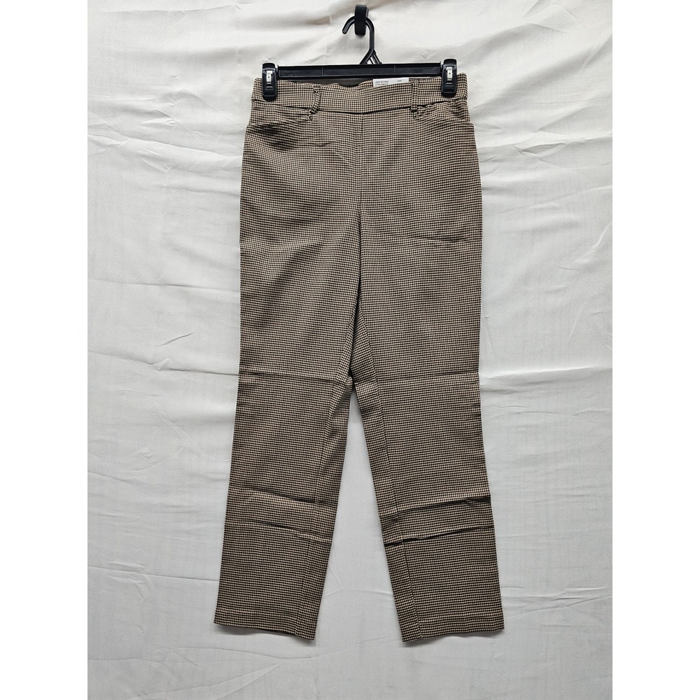 Rafaella Womens Houndstooth Pants Khaki Viscose Blend Casual Size 6